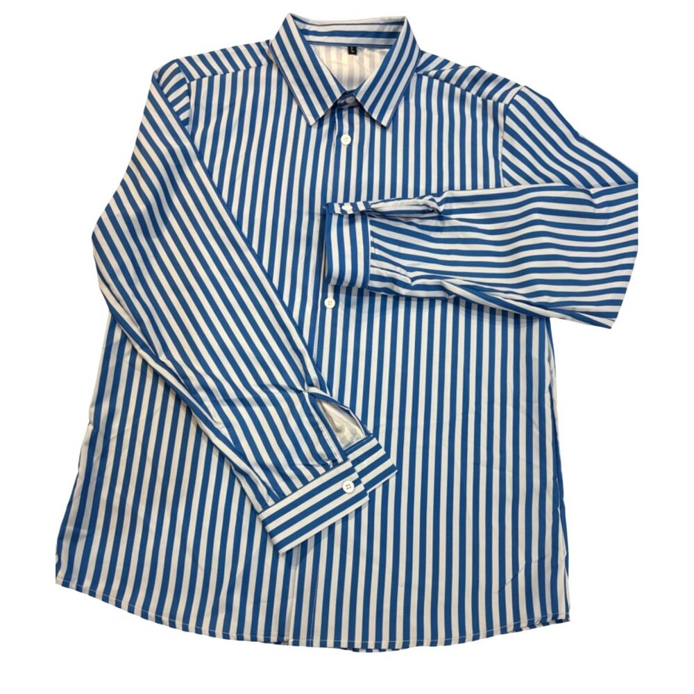 Classic Blue & White Striped Button-Down Shirt
